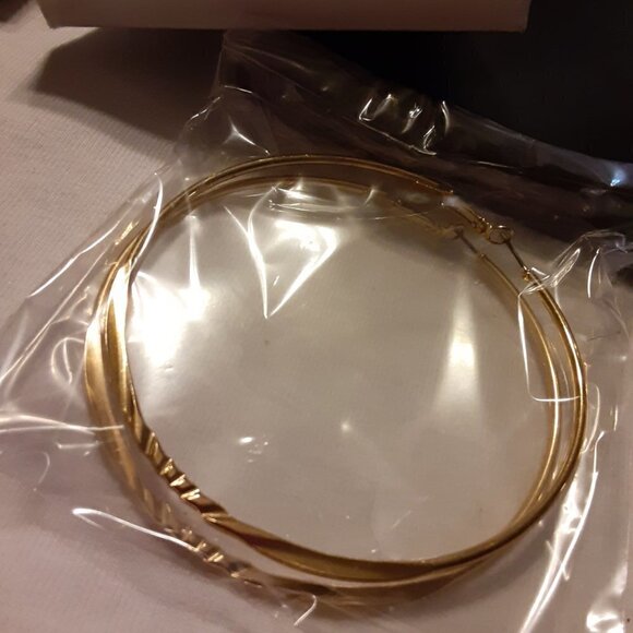 Touch of Glamour Large Hoop Earrings - Picture 2 of 3